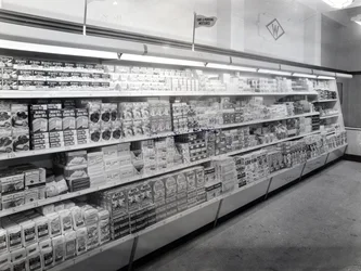 Kuchen- und Puddingmischungs-Gang, Woolworths Laden, 1956